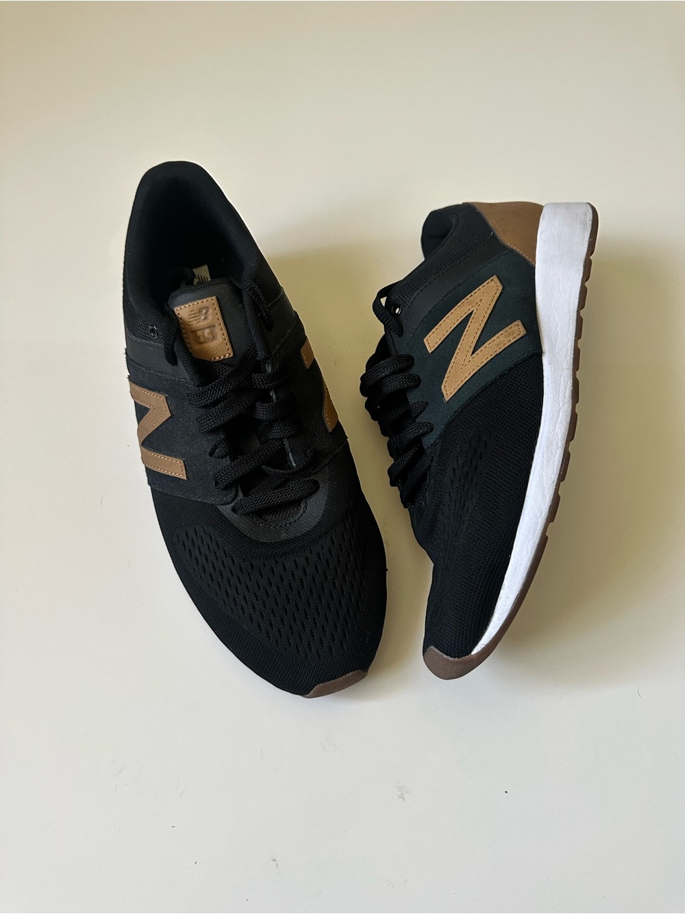 New Balance 247 Wide 'MRL24CRA Mesh& leather Running Shoes Black / Tan~Men’s 11